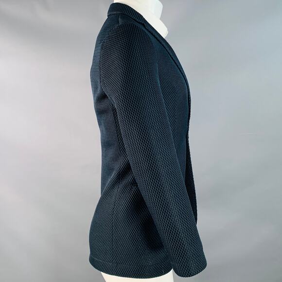 EMPORIO ARMANI Size 34 Regular Navy Textured Polyester Sport Coat - Picture 3 of 9